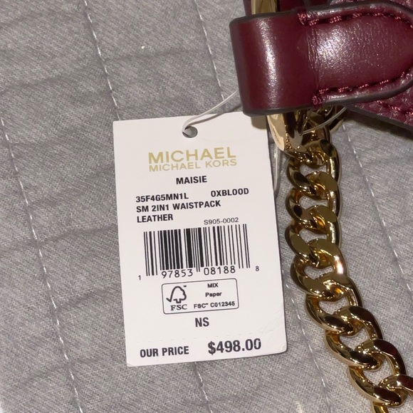 NWT Authentic MK Michael Kors Maisie Small 2-in-1 Waistpack in Oxblood Leather - Picture 3 of 12